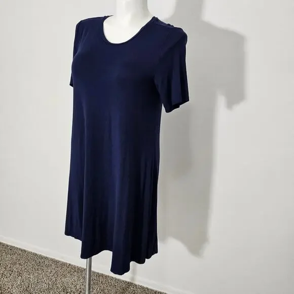Dip casual dress short sleeve solid blue sz L - Picture 2 of 8